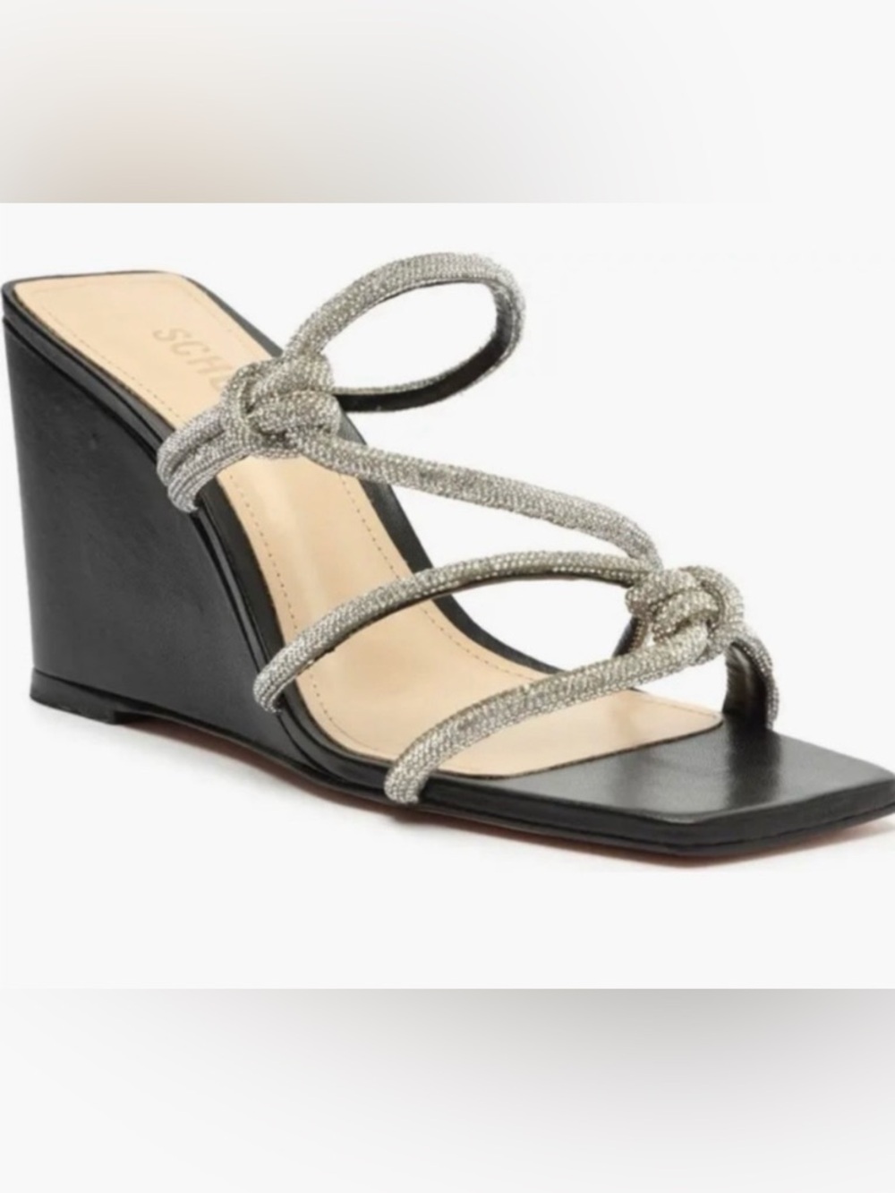 Schutz black Lauryn Crystal wedge sandals NWB sz 8.5 party cocktail wedding